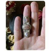 Image 2 of The Ishtar Ring - Triple Stack Mexican Cantera Opals and Sterling Silver Deux