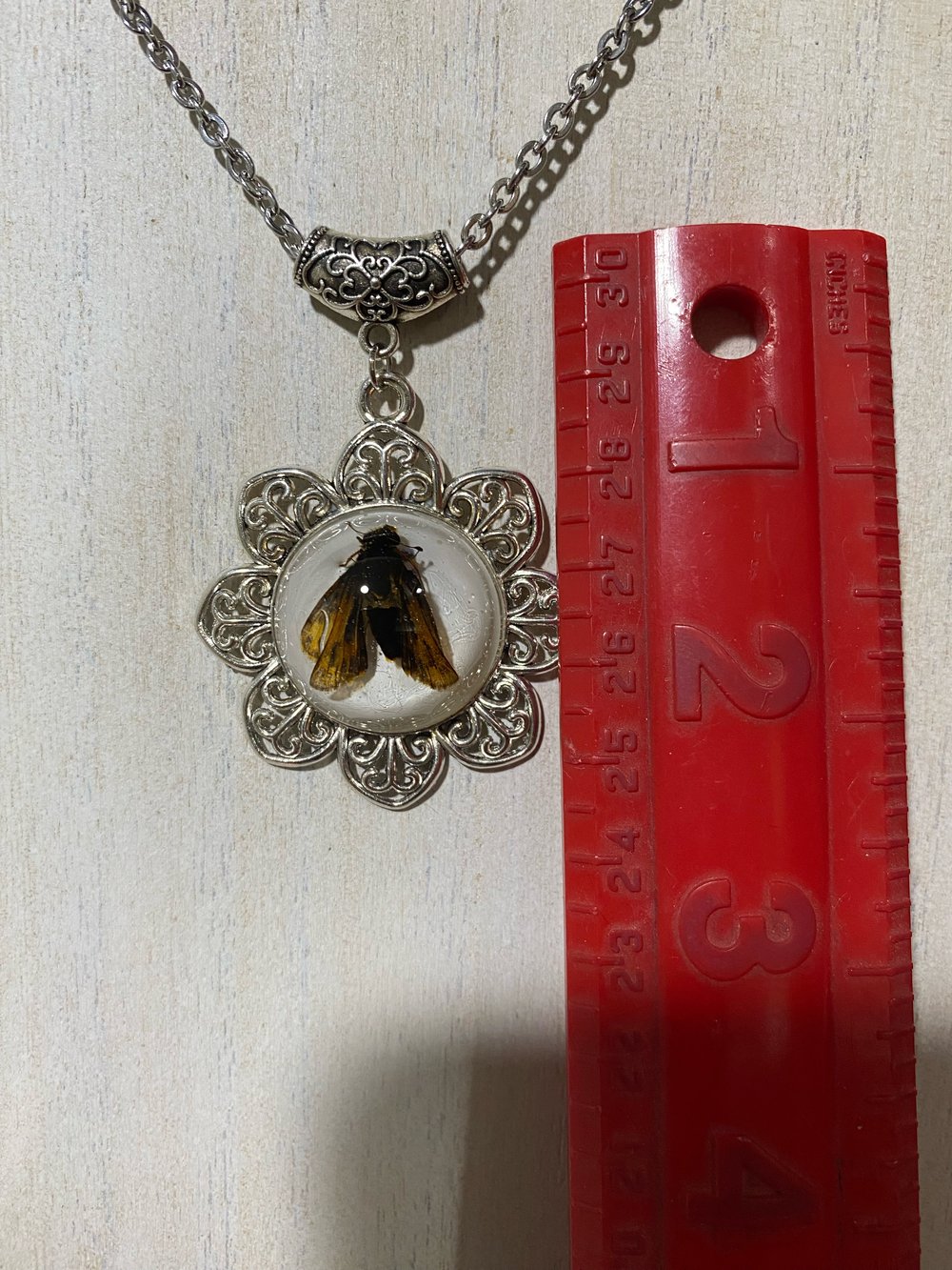 Floral Cameo Moth Pendant 