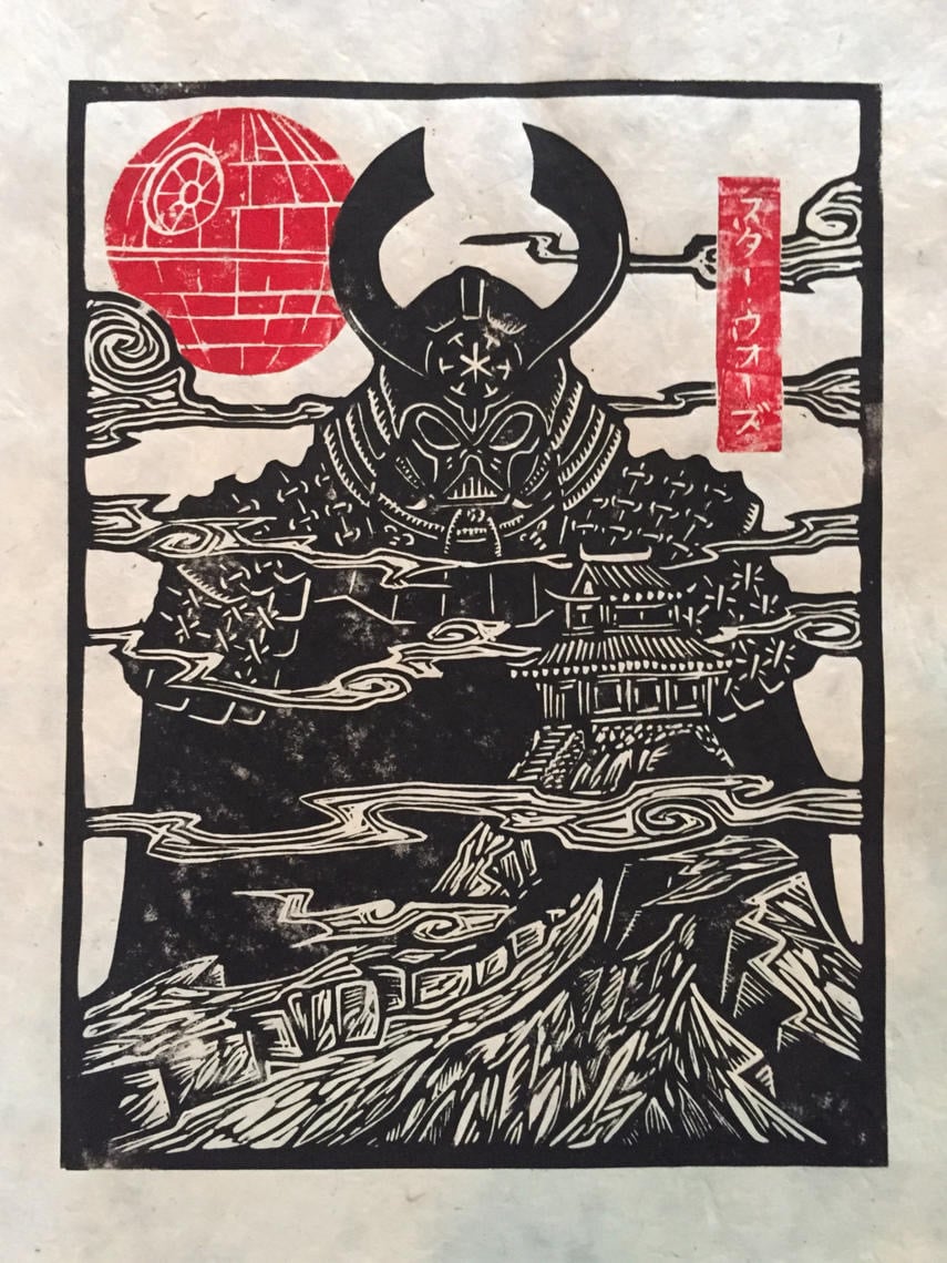 Samurai Vader Block Print | Brian Reedy