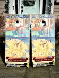 Image 4 of Brackish Wooder Cornhole Boards - Old Line State - MD Flag - Blue Crab - MT6313