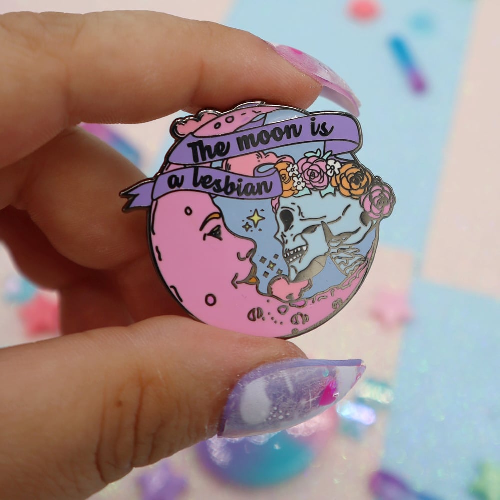 Image of The Moon Is A Lesbian Enamel Pin