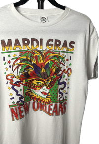 Image 2 of Mardi Gras New Orleans Graphic T-Shirt – 90s Festival Mask Tee