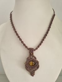 Image 3 of Tiger’s Eye Crystal Macramé Pendant Necklace