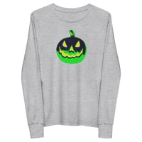 Image 8 of Youth Long Sleeve Tee - Jack O Lantern Vintage Green-Black
