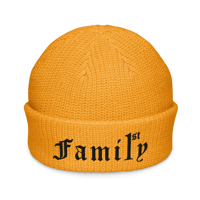 Image 1 of Family 1st Black font Fisherman beanie