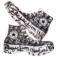 Image 4 of 1 of 1 size US8 EUR 39 hand drawn hi top converse 