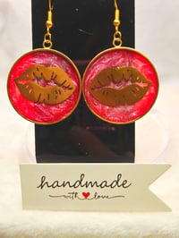 Image 1 of Handcrafted Resin Lips Earrings 