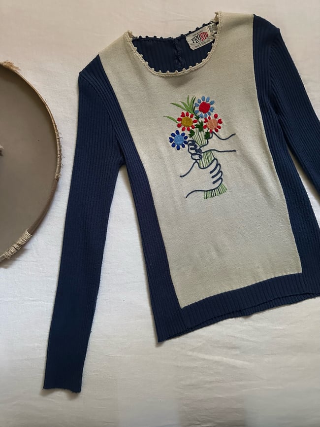70s knit PICASSO flowers sweater