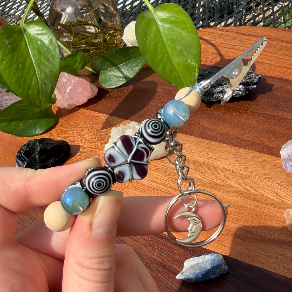 Image of moon bloom clip keychain