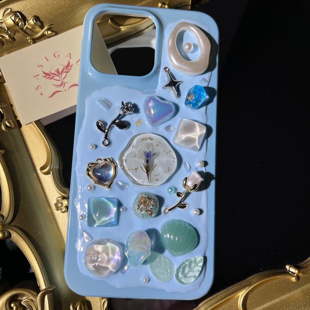Image of Pastel Blue Foral Mosaic Phone Case For All Brand