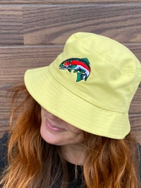 Image 1 of Yellow Embroidered Bucket Hat