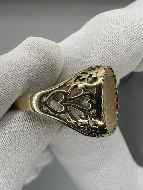 Image of Heavy 1988 22K Isle of Man Coin with 9k Ring Mount