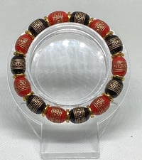 Red Black and Gold African Glass bead Bracelet 