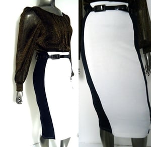 Image of Black&White Slimming Panel Skirt