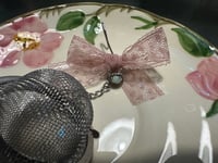 Image 3 of  Genuine Opal Stone and Pink Lace Ribbon Tea Strainer Steeper Infuser