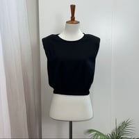 Image 3 of ZARA black shoulder pad elastic waist T-shirt