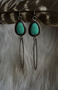 Image 1 of Kingman Turquoise Hoops - Pair 2 