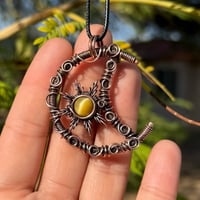 Image 1 of Gold Tigers Eye Moon & Sun Pendant 🌙☀️💛*CUSTOM REMAKE*