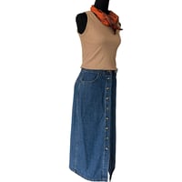 Image 4 of Gloria Vanderbilt Denim Button Front Maxi Skirt - Size 8 