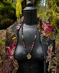 Image 1 of Aggie Maroon Jade and obsidian necklace 