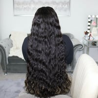 Image 2 of *NEW* GLUELESS Indian Natural Wave 5x5" HD Film Lace Closure Wig  (250% Density)