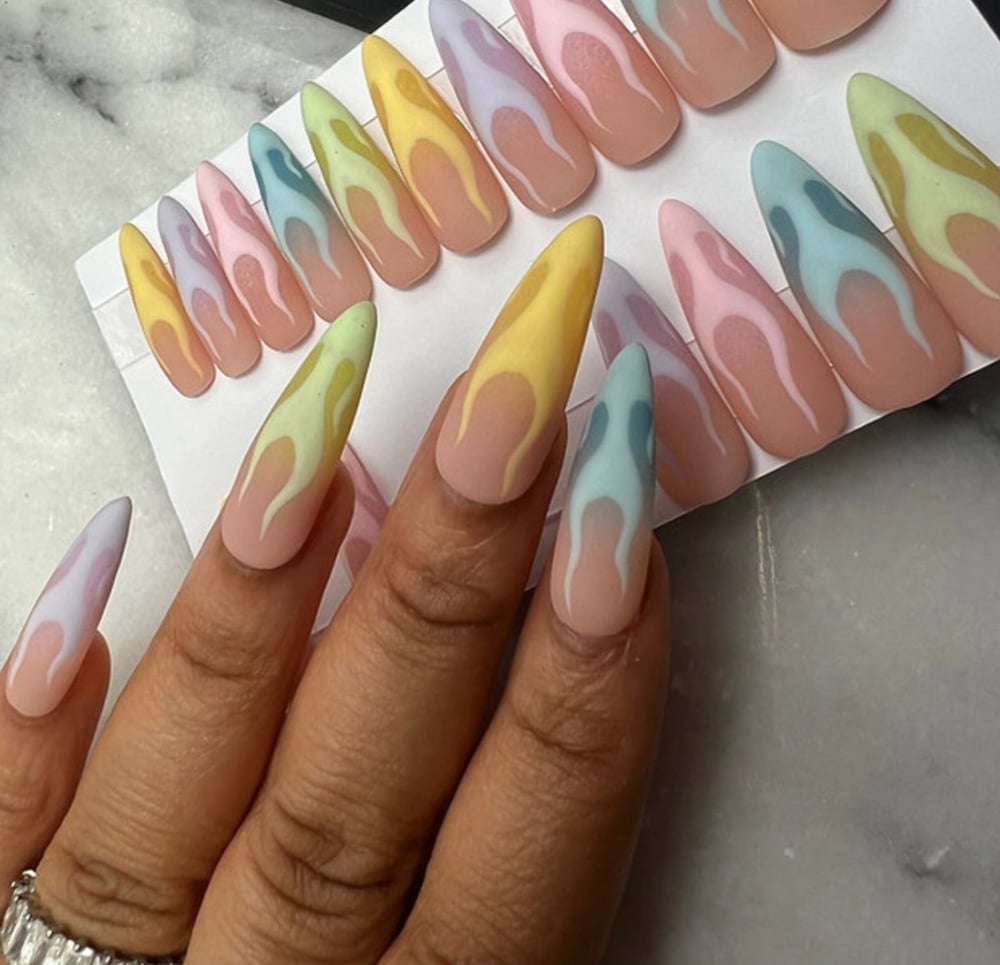 Image of Too lit🔥🔥🔥 press on long stiletto 20 piece nail set