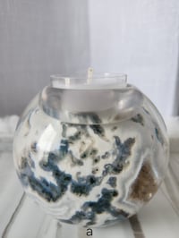 Image 2 of Handmade Resin Tea Light Sphere with Moss Agate Crystal | 3 inch - 2 Styles
