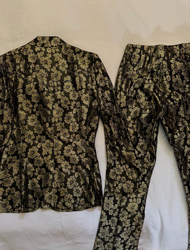 1970s gold and noir metallic western trouser suit