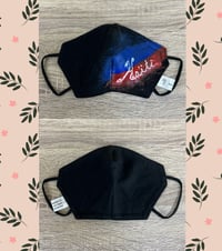 Image 2 of HAITI black jersey fabric custom painted 3 layer reversible face mask