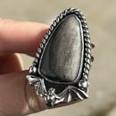 Image 1 of Silver Sheen Obsidian Handmade Sterling Silver Bat Ring