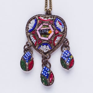 Image of Antique Micro Mosaic Roma Heart Necklace