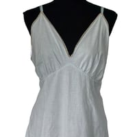 Image 9 of Vintage Pale Blue Cotton Midi Slip Dress   with Trim- Size M