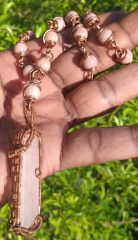 Image 2 of Rose Quartz w/ Rhodochrosite Aura Necklace 