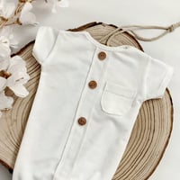 Image 1 of Newborn boys romper Lorenzo | sleeves | ecru