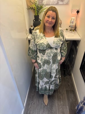 Image of PAISLEY TRIBAL SHIRRED BODICE MAXI DRESS