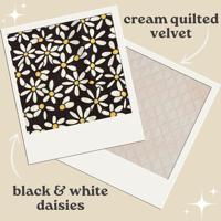 Image 1 of Black Daisy / Cream Quilted Velvet Coat