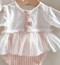 Image 2 of Newborn girls body-dress| Bessie | baby pink | white
