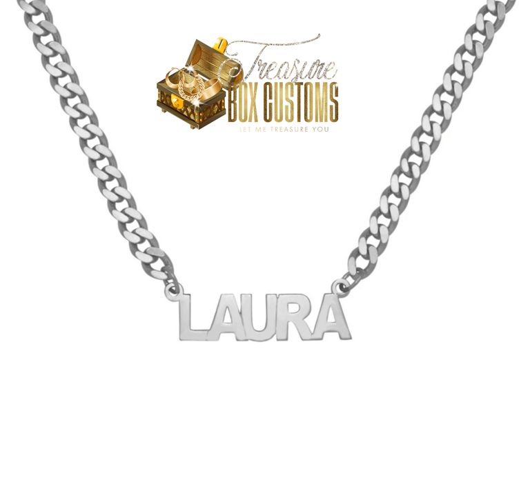 Name Necklace with Cuban Chain Image 2