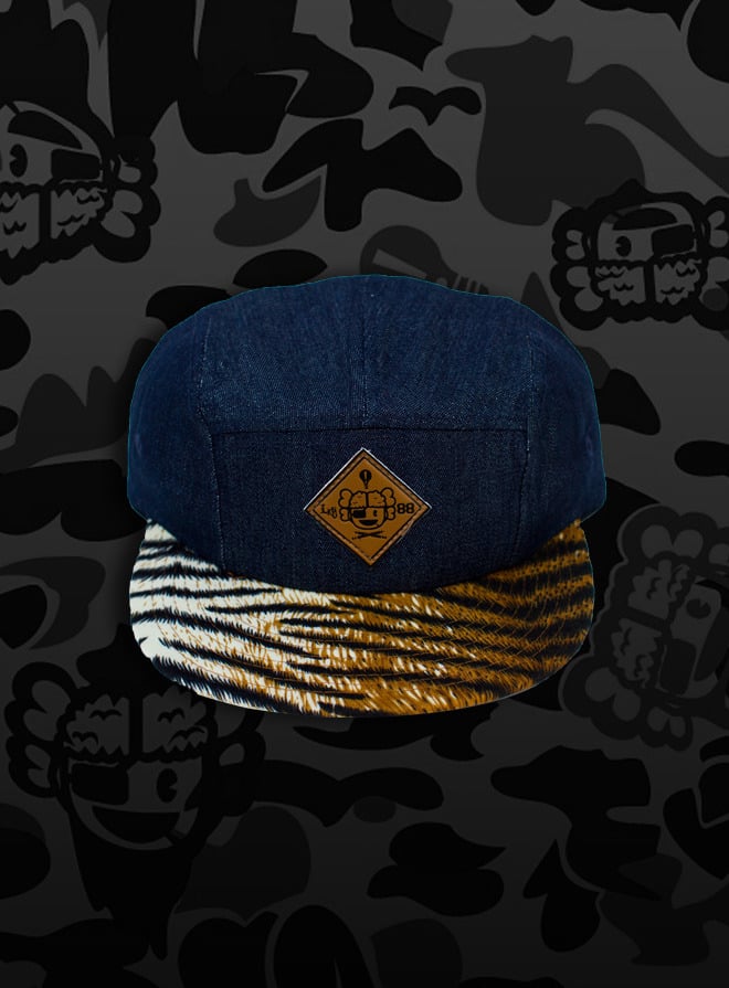 Image of 'Michelangelo' - 3 K.N.G.'s Blue/Tiger Chambray 5-Panel Cap