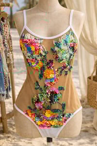 Image 1 of Mesh Floral Swimsuit 