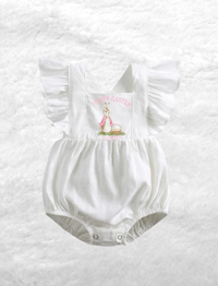 Image 3 of Personalised Pink Rabbit Ruffle Romper 