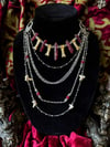 Red Quartz & Ruby, Bone - Layered Necklace 