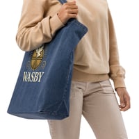 Image 4 of WASBY® Organic Denim Christian Tote Bag | Bold Faith Logo Carryall