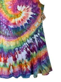 Image 7 of 3X PLUS Stretch Knit Fit and Flare Midi Dress in Groovy Spiral Ice Dye