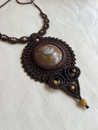 Image 3 of Macrame necklace with ammonite and picture Jasper