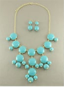 Image of TURQUOISE Cabochons Chandelier Bubble J.C Fashion Crew Style Necklace & Earrings