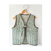 Image 2 of Indian Linen Quilted Vest Aqua