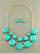 Image of Turquoise Stella Bib Statement Multi Layer Dot Necklace & Earrings