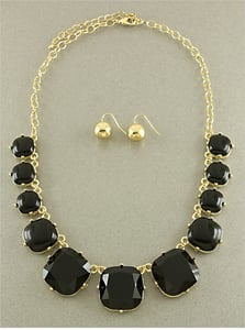 Image of STELLA BLACK Square Bubble Bib Olivia Statement Necklace & Earrings