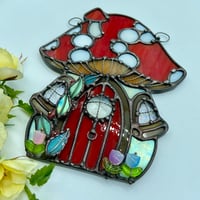 Image 3 of Large Red Mushroom House Suncatcher